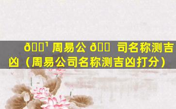 🌹 周易公 🐠 司名称测吉凶（周易公司名称测吉凶打分）